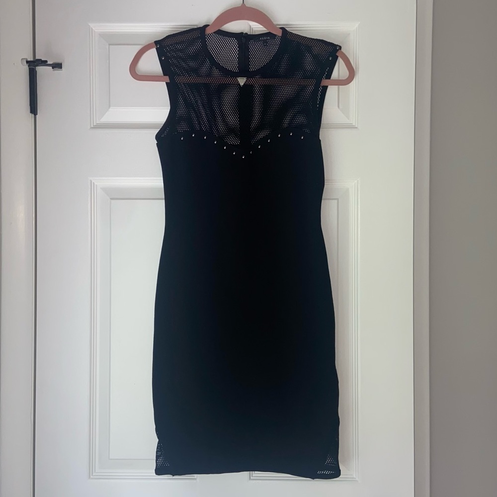 Black Guess Dress with Mesh Netting